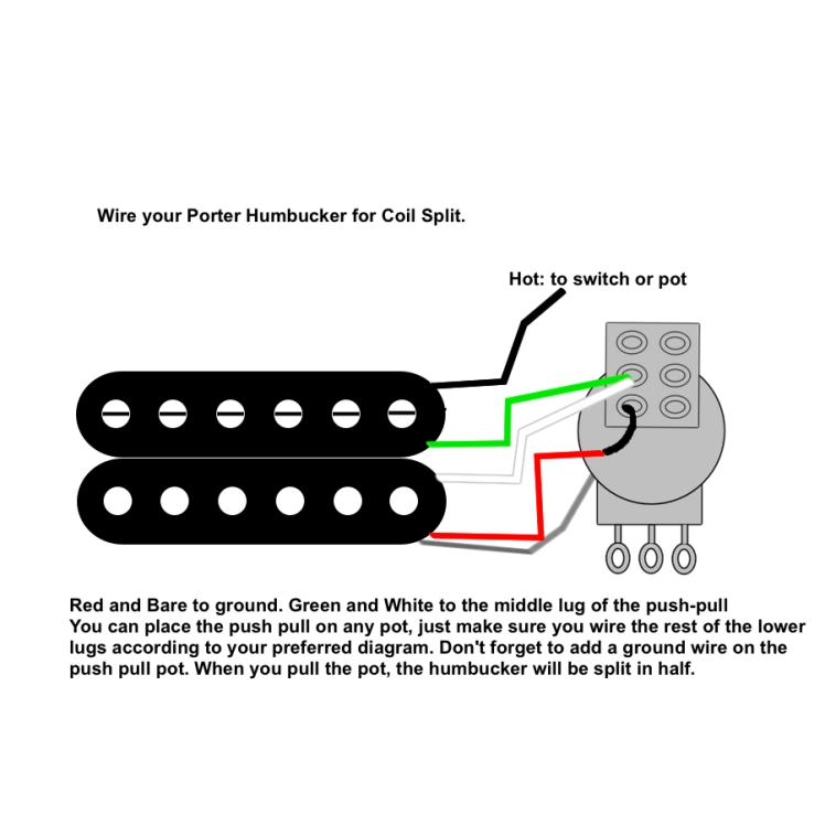 Push pull for humbucker coil split
